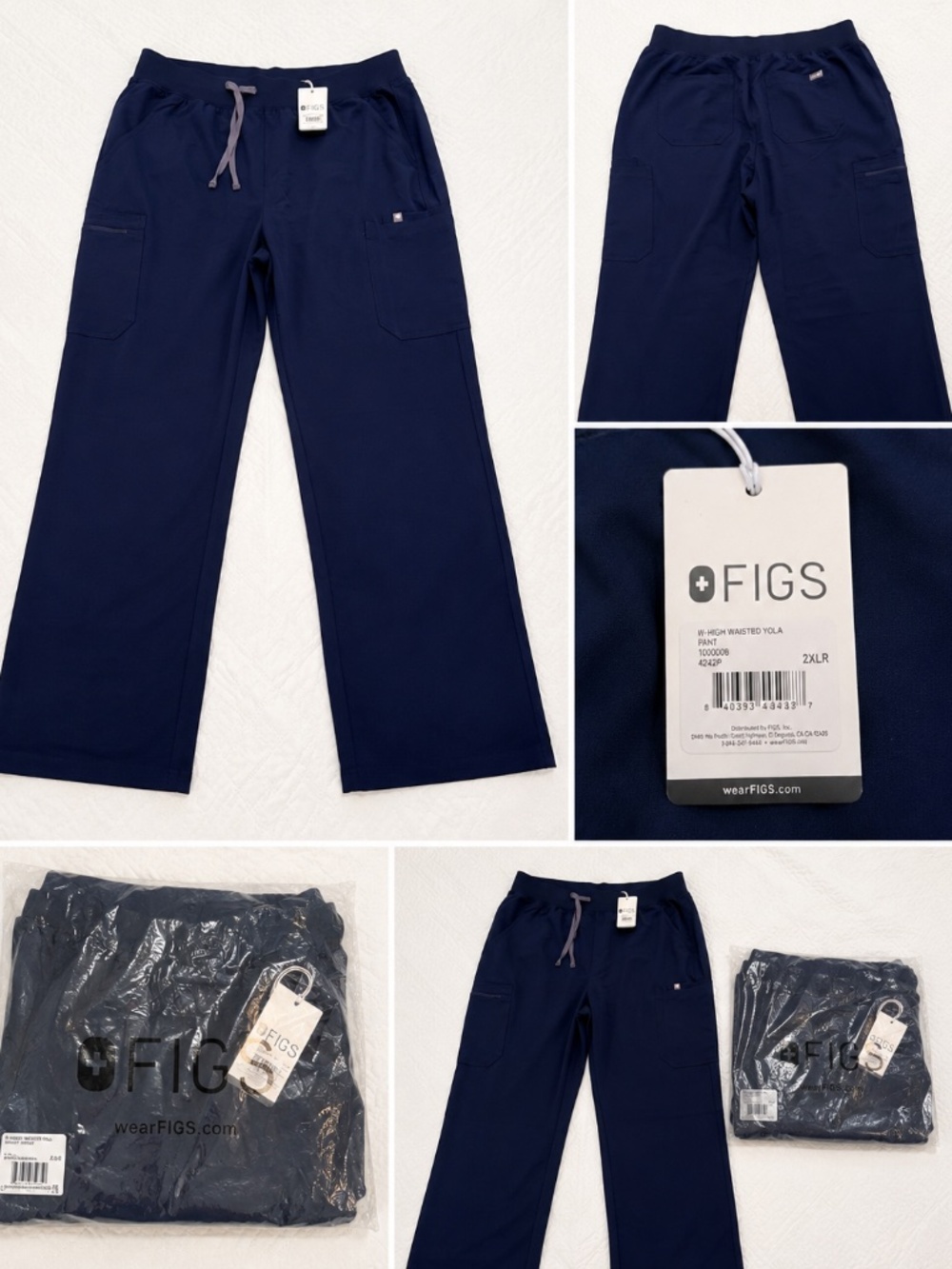 FIGS High Waisted Yola Scrub Pants Navy 2XL Regular NWT